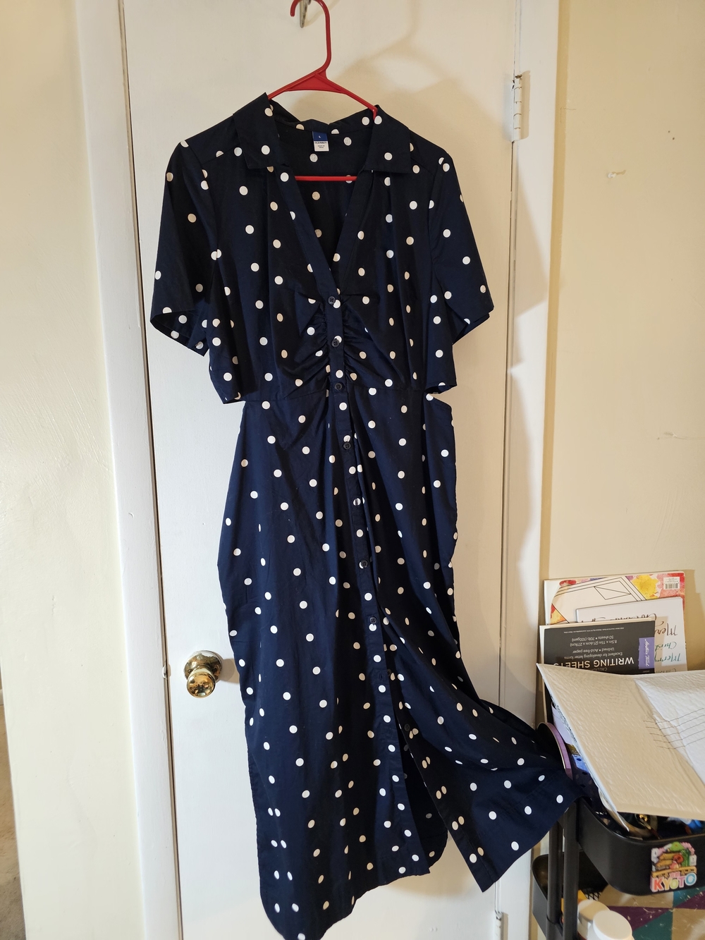 Old Navy Navy and White Polka Dot Maxi Dress